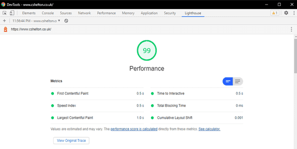 The Google Lighthouse score before the change The Google Lighthouse score before the change