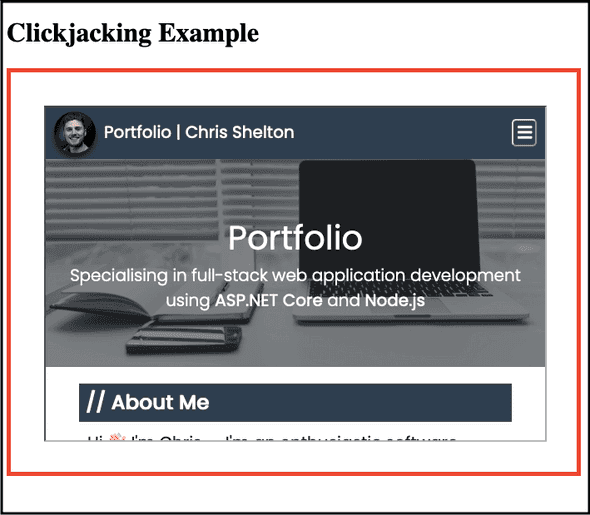 Using an iframe to embed my Portfolio site without the XFO header