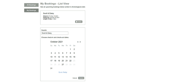 Creating a new booking on desktop